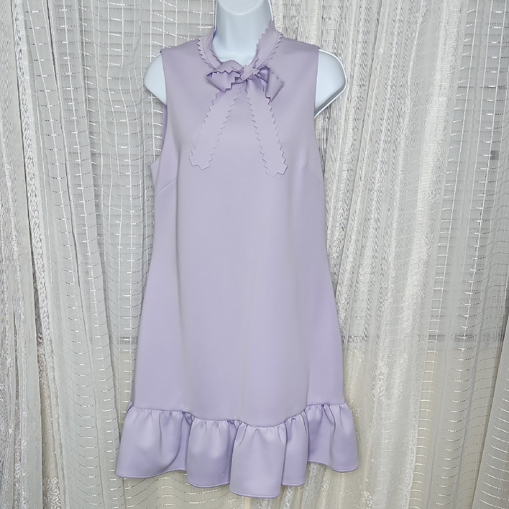 Betsey Johnson Lavender Sleeveless Ruffle Dress W/ Bow Sz8